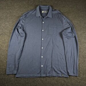 Woolly Long Sleeve Button Down Shirt 100% Merino Wool Quiet Luxury Blue Men's XL